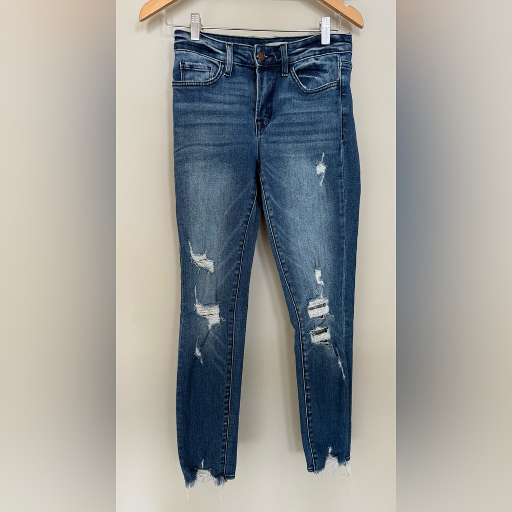 Altar’d State Women’s Dark Wash Distressed High Waist Skinny Rockstar Jeans - 26